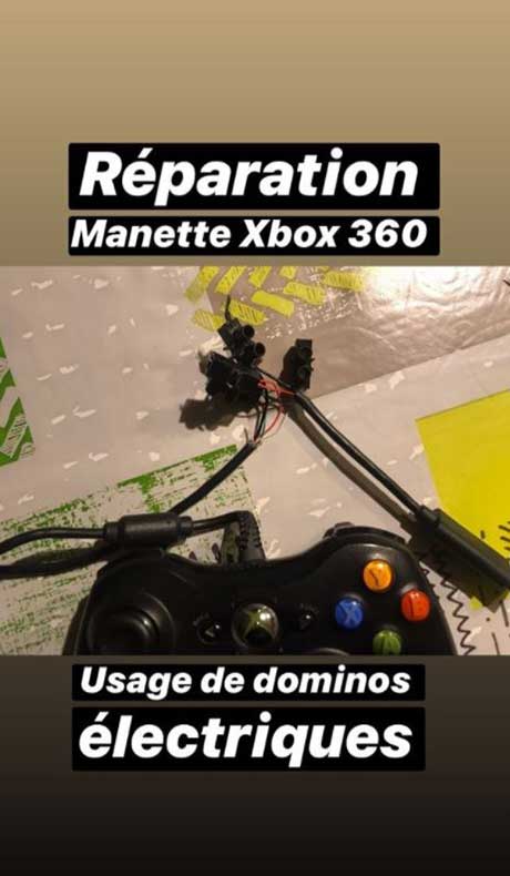 Usage de dominos électriques pour réparer le fil défectueux d'une manette Xbox 360.
